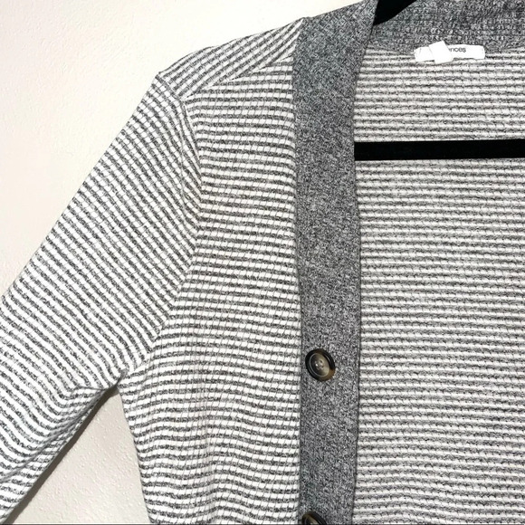 Maurices Gray & White Striped Button Open Front Cardigan Medium Women’s - Picture 3 of 12